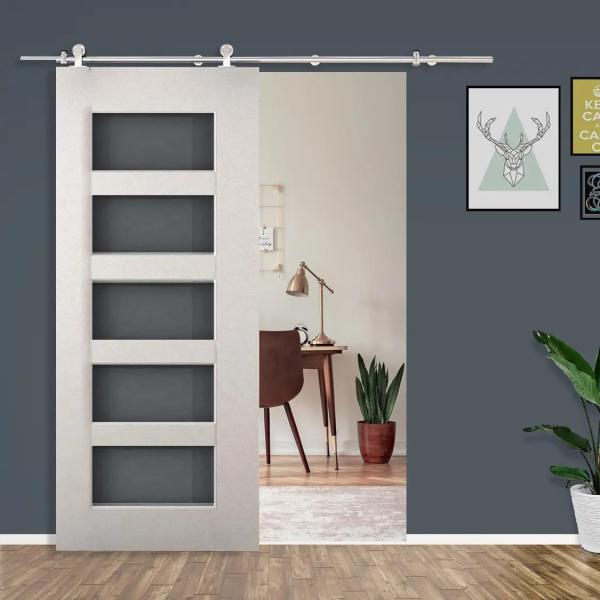 Ferragens para Porta Corredeira Kit de Acessórios para Porta Corredeira com Trilho de Aço Inoxidável Ø2,5x200cm Prata