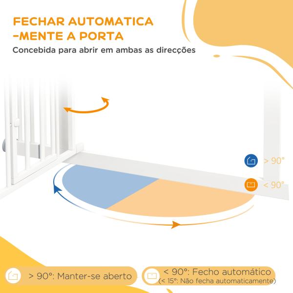 Barreira de Segurança para Cães com Porta Pequena Fechamento Automático e Sistema Duplo de Bloqueio 74 - 101x104,1 cm Branco