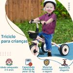 Triciclo para Crianças de 2 a 5 anos com Assento Ajustável Cesta Buzina e Pedais e 3 Rodas 70,5x53x58 cm Rosa
