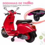 Moto Elétrica para Crianças de 3 - 6 Anos com Licença Vespa com USB MP3 Luz LED Rádio FM Velocidade 3 km/h Vermelho