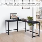 Secretária de Canto Mesa de Computador em Forma de L com Estrutura de Aço 168x120x75cm Preto