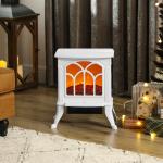 Lareira Elétrica 750/1500 W Lareira Decorativa com 2 Níveis de Potência Efeito Chama Área de Cobertura 15 - 20 m² 37,3x23,1x44 cm Branco