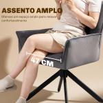Conjunto de 2 Cadeiras de Refeição Giratórias 360° Estofado Estofamento em Veludo Pés em Aço 63x64x85 cm Cinza