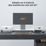 Suporte para Monitor com Ângulo e Comprimento Ajustável e 2 Gavetas para Escritório 60 - 116x22x12 cm Branco