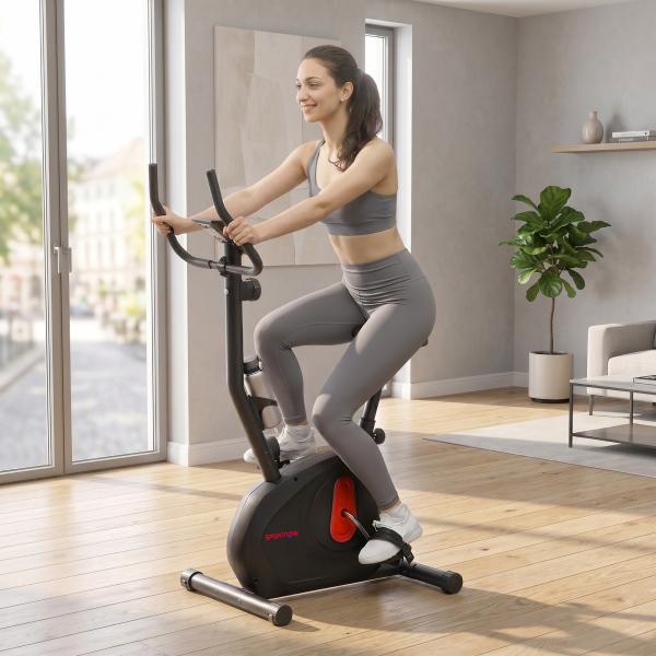Bicicleta Estática com 8 Níveis de Resistência Magnética Sensor de Frequência Assento Ajustável Ecrã LCD 88x50,5x131,5 cm Preto