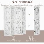 Biombo Dobrável de 4 Painéis Separador de Ambientes Elegante para Dormitórios Sala de Estar 160,5x170cm Branco Rústico