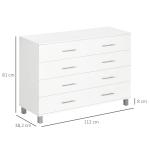 Cómoda com 4 Gavetas Cómoda de Dormitório de Estilo Moderno para Sala de Estar Entrada Corredor 112x38,2x81cm Branco