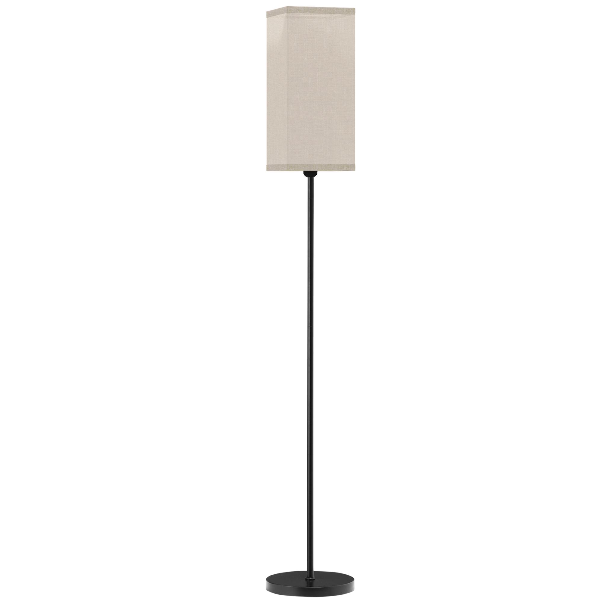 Candeeiro de Pé Moderno com Interruptor de Pedal, Abat - Jour Efeito Linho, para Sala, Preto, Lâmpada Não Incluída