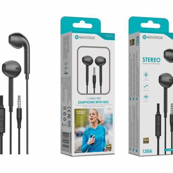 Auriculares Estéreo com Microfone Negro E-032 – Conexão 3.5mm, Áudio Hi-Fi