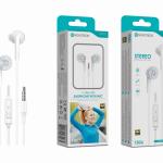 Auriculares Estéreo Branco E-033 com Microfone – Jack 3.5mm, Hi-Fi Áudio, Cabo de 1,2m