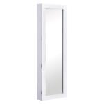 Espelho com Móvel de Bijuterias de Parede Espelho de Parede Organizador de Jóias com Ganchos e Ranhuras para Dormitórios 37x9,5x112cm Branco