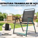 Conjunto de 4 Cadeiras de Jardim Dobráveis com Encosto Alto e Apoios de Braços Tecido Textilene Respirável Preto