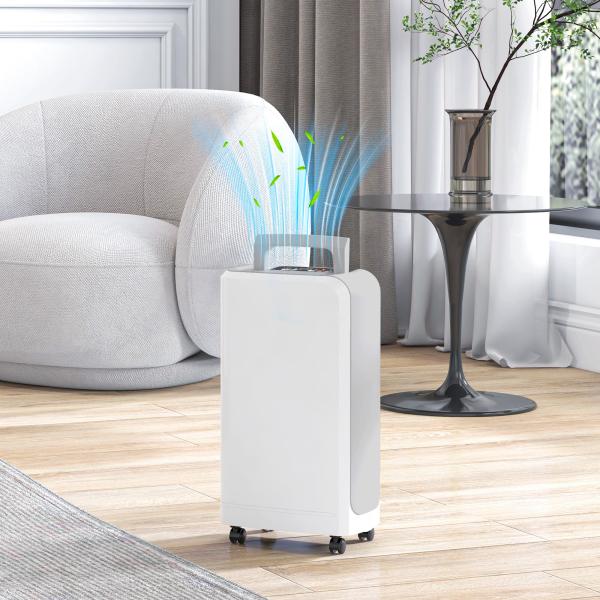 Desumidificador 12L/dia Depósito de Água 0,8L com Rodas Temporizador de 24 Horas Ecrã Digital de Humidade Branco