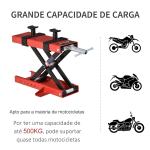 Plataforma Elevadora para Motocicletas com Altura Ajustável de 19 - 53cm Carga Máxima 500kg para Estacionar ou Reparar Oficina Garagem Preto e Vermelho