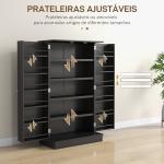 Armário de Cozinha com 2 Portas e 16 Prateleiras Armário de Cozinha Moderno com Prateleiras Ajustáveis 60x30x104 cm Preto