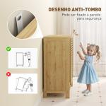 Armário de Casa de Banho em Bambu com 2 Portas de Correr Desenho com Ripas 4 Prateleiras Móvel Auxiliar de Arrumação 80x34x80 cm Madeira