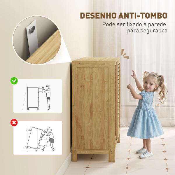 Armário de Casa de Banho em Bambu com 2 Portas de Correr Desenho com Ripas 4 Prateleiras Móvel Auxiliar de Arrumação 80x34x80 cm Madeira