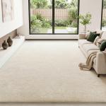 Tapete para Sala de Estar 230x160 cm Tapete Lavável à Máquina Pelo Longo Macio Estilo Moderno Creme