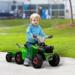 Quadriciclo Elétrico para Crianças com Reboque Bateria 6V de 18 - 36 Meses com Velocidade 2,5 km/h 106x41,5x48,5 cm Verde