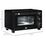 Mini Forno Elétrico 21L 1400W com Temporizador até 60min e Temperatura Ajustável até 230℃ 46x38,5x29 cm Preto