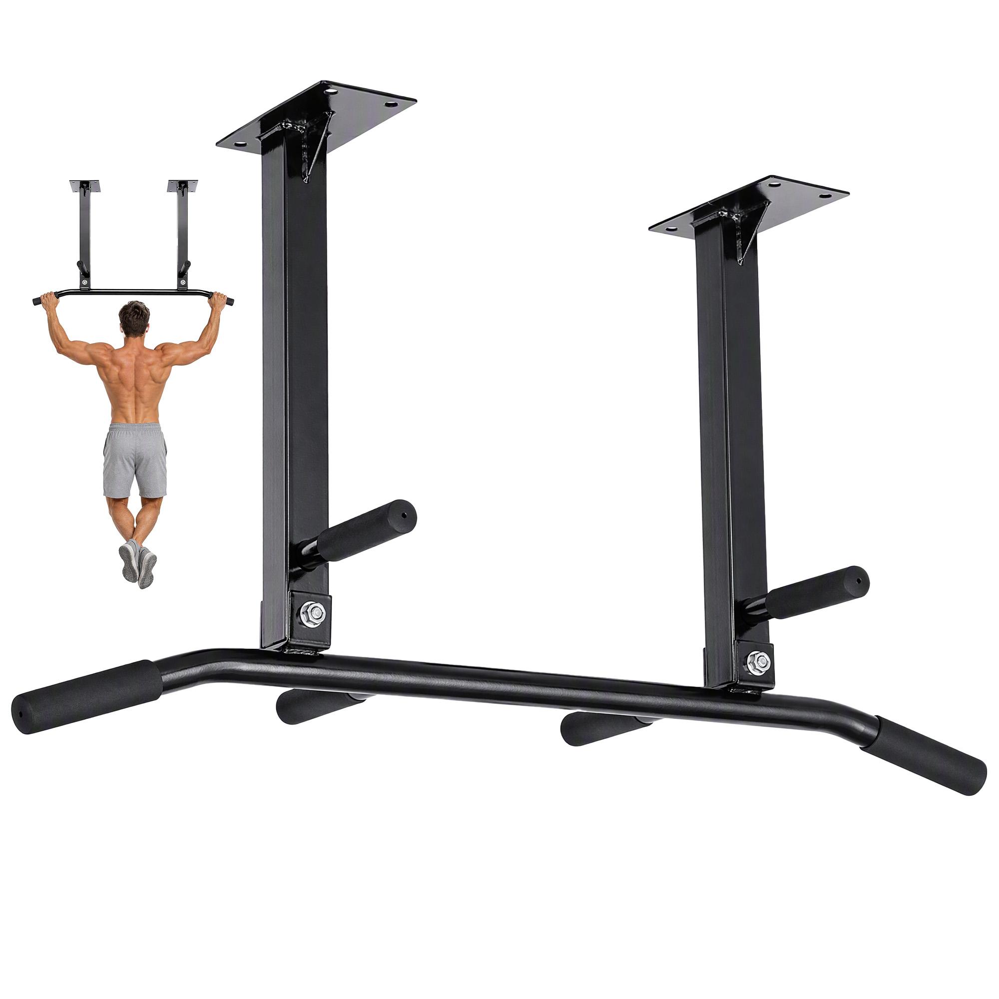 Barra de Elevação de Parede barra Pull - Up de Aço para Treino em Casa Carga Máxima 150 kg 105,5x28x49 cm Preto