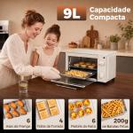 Mini Forno Elétrico 9L com Temperatura Ajustável até 230°C Temporizador 60 min e Bandeja para Assar 35x24,6x20 cm Creme