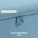 Banco de Armazenamento Estofado em Linho com Tampa Abatível e Pés de Aço Carga Máxima 150kg 101x38,5x44,5 cm Azul Claro