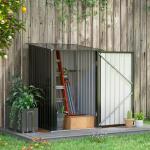 Abrigo de Jardim 0,92 m² 100x103x160cm de Aço Galvanizado com Porta Fechadura e Teto Inclinado para Armazenamento de Ferramentas Cinza Escuro