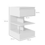 Mesa de Cabeceira Mesa Auxiliar com 1 Gaveta e 2 Prateleiras Abertas para Quarto Sala Estilo Moderno 39x39x65 cm Branco
