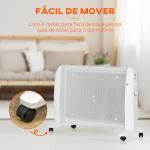 Aquecedor Elétrico 1000W/2000W Aquecedor de Mica com 2 Níveis de Potência e Termostato Regulável 79x27x54 cm Branco
