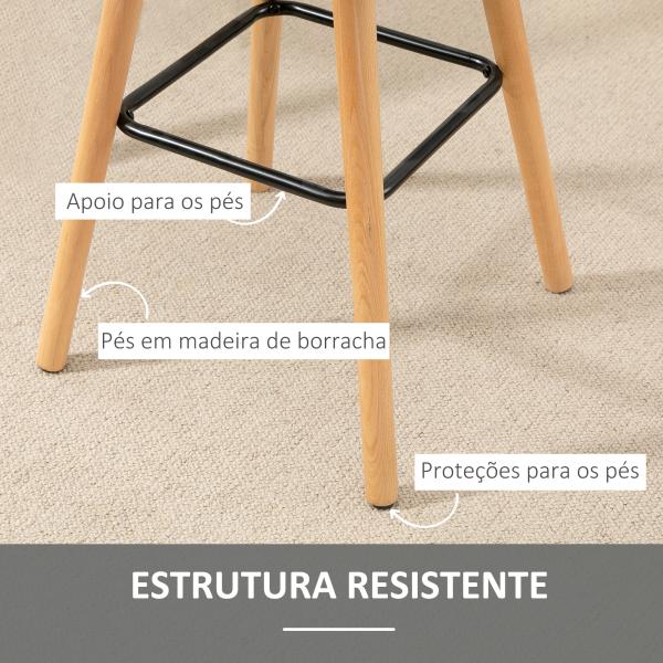 Conjunto de 2 Bancos de Bar Bancos Altos de Cozinha com Encosto Apoio para Pés Estilo Moderno 41,5x47x97,5 cm Cinzento