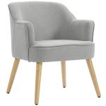 Poltrona Estilo Nórdico Estofada em Linho com Pés de Madeira para Dormitório Escritório Estúdio 64,5x65x79,5 cm Cinzento