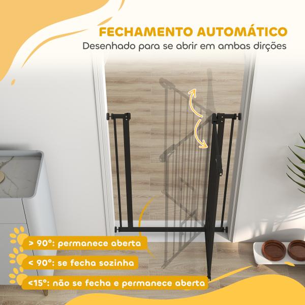 Barreira de Segurança Ajustável com Porta Pequena, Fecho Automático e Sistema de Bloqueio Duplo 74 - 80 x 104,1 cm Preta