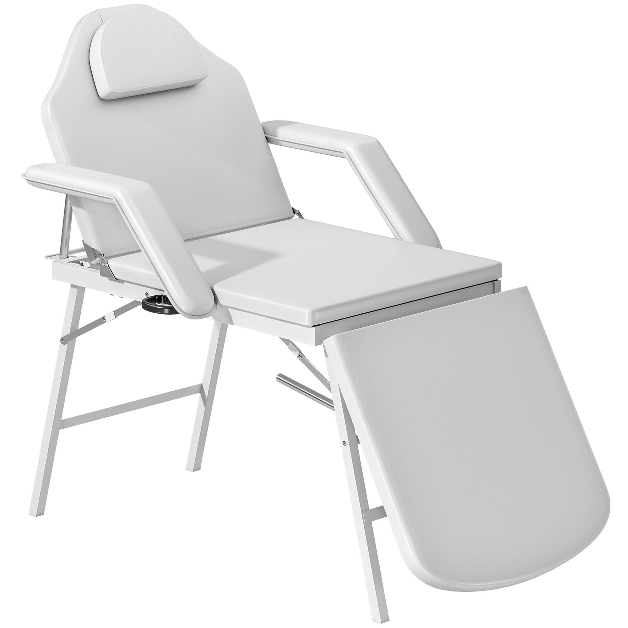 Marquesa de Massagem Dobrável Portátil de 3 Secções com Encosto Ajustável Apoio de Cabeça e Braços 182x82x68 cm Branco