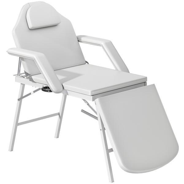 Marquesa de Massagem Dobrável Portátil de 3 Secções com Encosto Ajustável Apoio de Cabeça e Braços 182x82x68 cm Branco