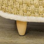 Cama Elevada para Gatos Cama para Cães Miniatura com Almofada Lavável Corda de Seagrass Estrutura de Madeira Ø48x24,5 cm Bege