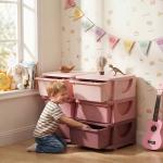 Organizador de Brinquedos com 6 Gavetas para Crianças com Bordas Arredondadas e Pegas 75x37x56,5 cm Rosa