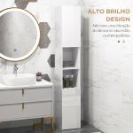Armário Alto e Estreito para Casa de Banho com Portas e Prateleiras Ajustáveis 30x30x181,5 cm Branco Brilhante