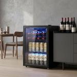 Frigorífico de Bebidas 70 L com Porta de Vidro Duplo Iluminação LED 2 Prateleiras Ajustáveis para 70 Latas