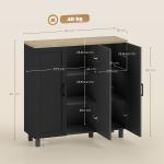 Aparador para Sala de Estar Móvel Buffet com 3 Portas e Prateleiras Ajustáveis 90x30x90 cm Preto e Madeira