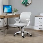Cadeira de Oficina Ergonômica Basculante com Altura Ajustável Assento Giratório 360° Suporte Lombar e Malha Transpirável 61x61x89 - 99cm Cinza e Branco