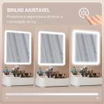 Espelho de Maquilhagem com Luz LED Espelho de Toucador Recarregável com 2 Modos de Iluminação Rotação de 180° 22x13,8x38 cm Branco