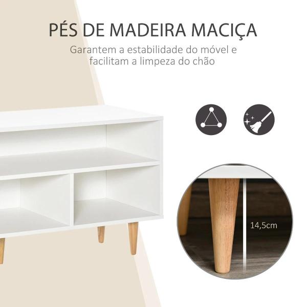Móvel de TV para Televisores de até 60” Móvel de Sala de Estar Moderno com Armário 3 Compartimentos 120x40x55cm Branco