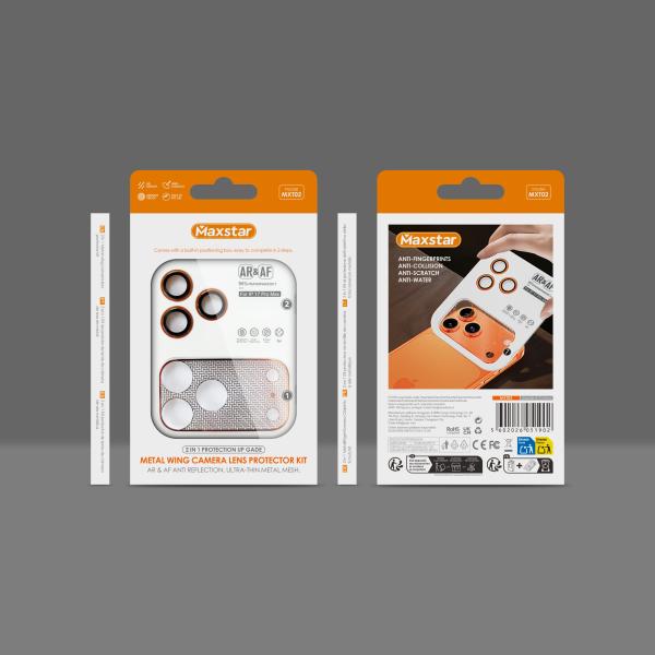 Kit Protetor de Lentes de Câmara 2 em 1 Anti - Reflexo para iPhone 17 Pro Max – Maxstar MXT02