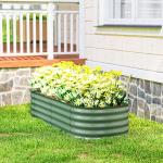 Caixa de Plantio de Exterior Grande em Aço Galvanizado para Cultivo de Plantas 150x62x30 cm Verde