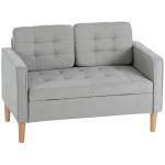 Sofá de 2 Lugares com Espaço de Armazenamento Pés de Madeira Encosto Capitonê 117x62x78 cm Cinzento Claro