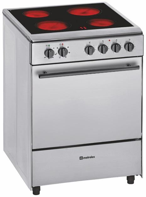 Fogão Elétrico Vitrocerâmico 4 Zonas E604 X.1 + Forno Elétrico 55L (Inox) - MEIRELES