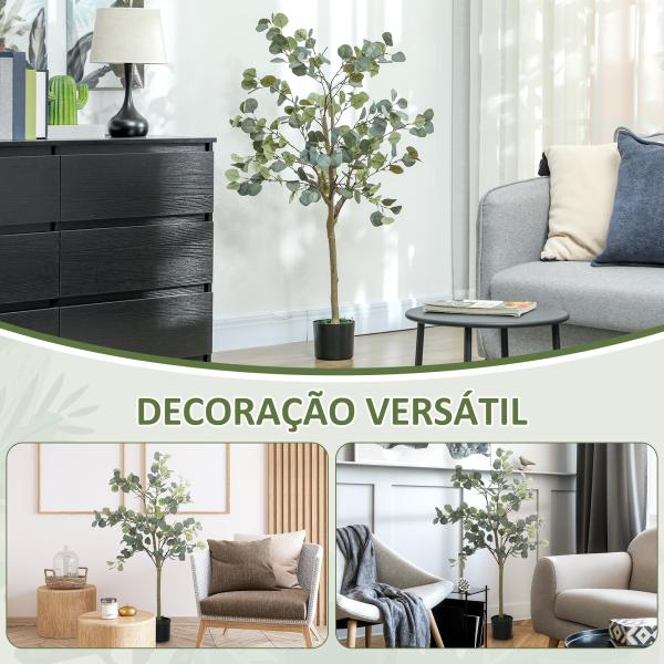 Eucalipto Artificial 120 cm Planta Artificial Decorativa Grande Árvore Artificial de Interior com 230 Folhas Verde