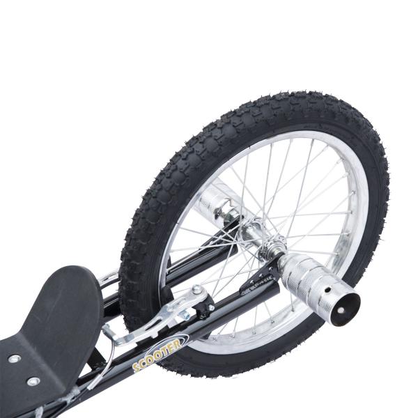 Trotinete para Crianças acima de 5 anos Scooter de 2 Rodas Grandes Insufláveis de 16 Polegadas com Freios e Guidão Ajustável em Altura 143x58x92 - 100cm Preto
