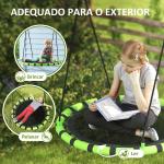 Baloiço para Crianças Redondo Baloiço de Jardim Infantil Ajustável Impermeável Carga 150kg Ø100x180 cm Preto e Verde